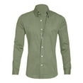 thumbnail image 4 of safuny Men's Loose Tops Fashion Long Sleeve Button Up Blouses Turn Down Collar T-Shirts Fall Casual Relaxed Cotton Lined Clearance Workout Solid Color Zipper Pullovers Green XL, 4 of 4