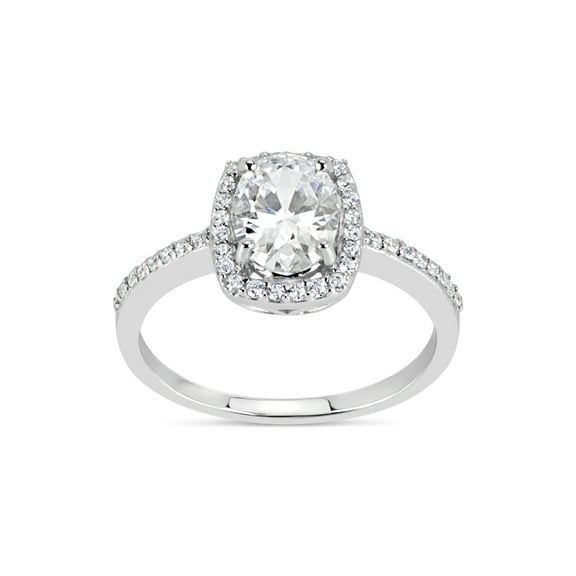 1.9 ct White Cubic Zirconia Square Shaped Halo Ring in Sterling Silver