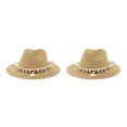 thumbnail image 3 of Minnieouse Sombrero de vaquero de paja para hombre, gorras de playa, Protector de sombrilla, cabeza elegante, sombreros de protección solar de Caqui 2piezas, 3 of 6