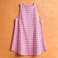 thumbnail image 4 of Wovilon Women's Sleeveless Round Neck Gingham Mini Dress, A-Line Relaxed Fit Casual Summer Tunic, Back Button Detail Cotton Loose Short Shift Dress for Beach Vacation Holiday Daily Wear, 4 of 9