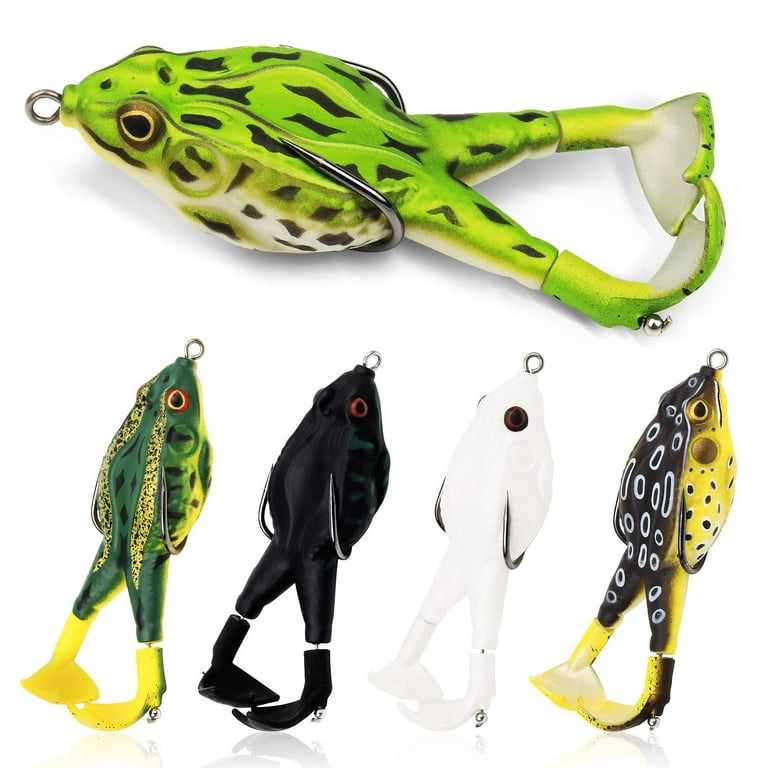 Soft Frog Bait, Double Propellers Legs, 3D Eyes, Lifelike Silicone Skin  Pattern, Topwater, Bigger Splash More Attractive, Fishing Lure Set for Bass  Snakehead Pike, 3.5in/0.46oz, 5 pcs 