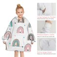 thumbnail image 6 of White Boho Bohemia Rainbow Leopard Hearts Pattern Blanket Hoodies for Kids 6-13YR Oversize Wearable Blanket Hoodies for Boys Girls Teens, 6 of 7