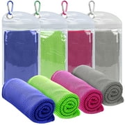 Skycase 4 Pack Cooling Towel, Yoga Towel Ice Towel Microfiber Towel for Yoga, Sport, Gym, Workout, Camping, Fitness, Workout, Colors