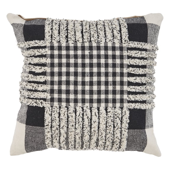 Ox Bay 18" x 18" Hand-Woven Black/ White Tartan/Plaid Organic Cotton Pillow Cover
