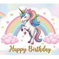 thumbnail image 3 of Colorful Unicorn Themed Happy Birthday Banner with Rainbows Clouds Hearts Stars Party Decorations Backdrop for Kids Birthday Party Photography Props Party Supplies Decor, 3 of 7