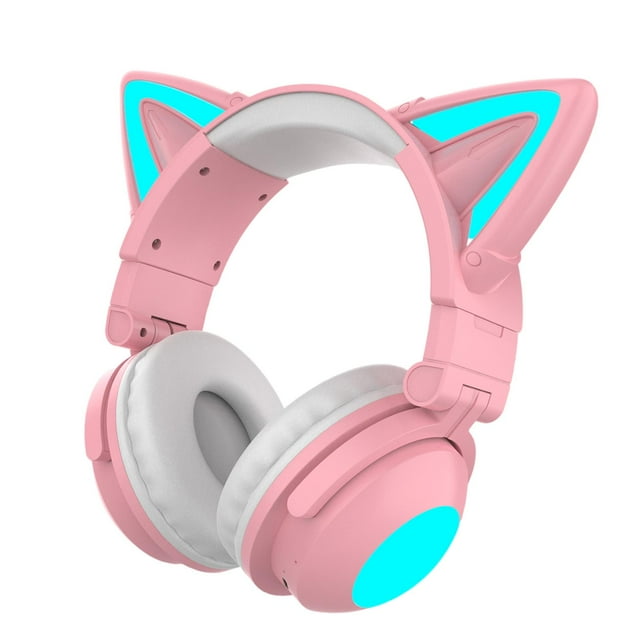 Oreja de gato Auriculares Bluetooth Auriculares para niña Auriculares Rosa
