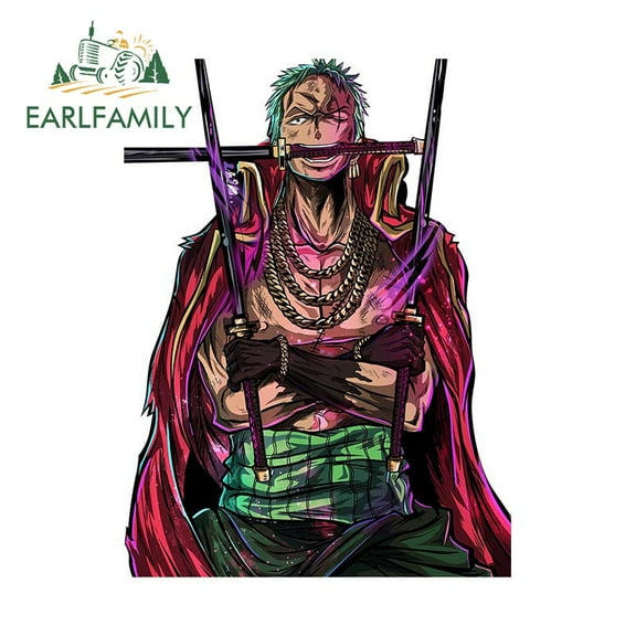 EARLFAMILY 5.1 in One piece Zoro Anime Car Sticker Caravan Vinyl Waterproof Decal Motorcycle Trunk Windows Car Sticker