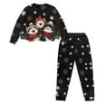 thumbnail image 3 of Tutolipy Christmas Pajama Set Cat Snowflake Printed Sleepwear Cozy Pjs Set Crewneck Loungewear Long Sleeve Tops Jogger Pants Pajama Sets, S, 3 of 7