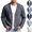 Black, variant on Men's Cotton Denim Button Down Cardigan Jacket Lightweight V Neck Long Sleeve Collarless Chambray Shacket for Casual Daily Wear Fall, Dark Blue, S