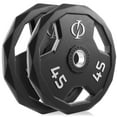 thumbnail image 3 of Philosophy Gym Set of 2 Rubber Coated 2-inch Olympic Grip Weight Plates (45 LB each) for Weightlifting, 3 of 7