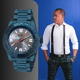 thumbnail image 4 of Reloj De Caballero Steiner Extensible de Acero Inoxidable 44 mm Bisel Giratorio Unidireccional Azul, 4 of 4