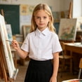 thumbnail image 5 of Toddler Kids Girls Boys Shirt Tops Short Sleeve Cute Shirt Folded Hearts Pleats Schoolwear Button Front Tee Top Tshirt Tops 2-3 Years, 5 of 9