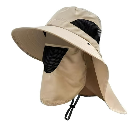 HUANLEDASH Summer UV Protection Sun Hat for Men Women Outdoor Visor Bucket Hat with Neck Flap And Face Guard Wide Brim Fisherman Hat for Fishing Camping Hiking