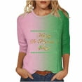 thumbnail image 2 of Meichang T-Shirts à Manches 3/4 pour Femmes, T-Shirts de la Saint-Patrick, Imprimé Trèfle, Col Rond, Coupe Ample, 2 of 5