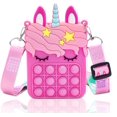 thumbnail image 1 of Bolso bandolera de dibujos animados, bolso mensajero pequeño de unicornio, bolso mensajero de silicona, adecuado para niñas pequeñas, correa de hombro ajustable, unicornio rosa-rojo, 1 of 5