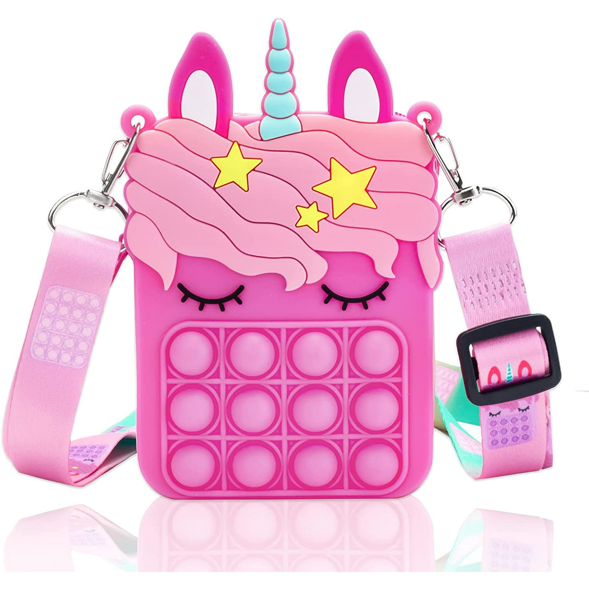 Junsice Cartoon Shoulder Bag Small Unicorn Bag Silicone Messenger Bag Suitable For Little Girls Adjustable Shoulder Strap Pink Red Unicorn Other