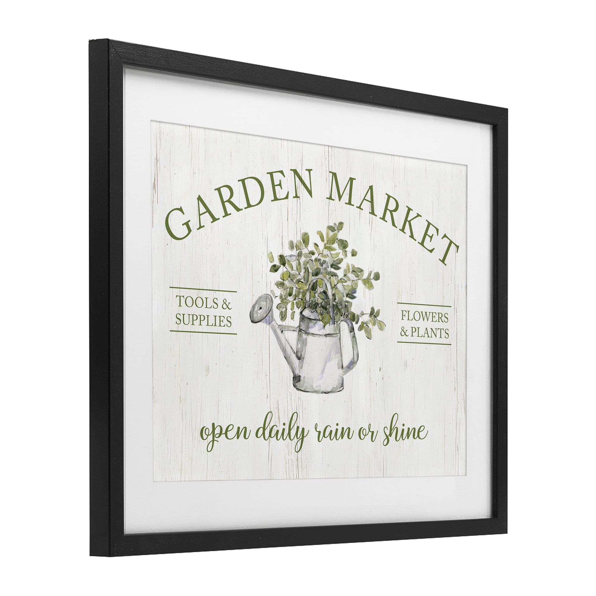 Stupell Industries Open Daily Garden Market Black Framed Print Under Glass, design by Sally Swatland
