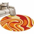 thumbnail image 2 of Round Area Rug 4 Ft, Orange Yellow Washable Non-Slip Circle Carpet for Living Room/Bedroom, Modern Ombre Abstract Aesthetic Art Low-Profile Crawling Mats Collection Rugs for Indoor, 2 of 7