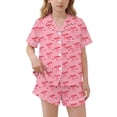 thumbnail image 2 of Girls 2 Piece Outfits Summer Lapel Printed Button Short Sleeve with Shorts Set Loungewear with Pockets Red 13-14Years, 2 of 7