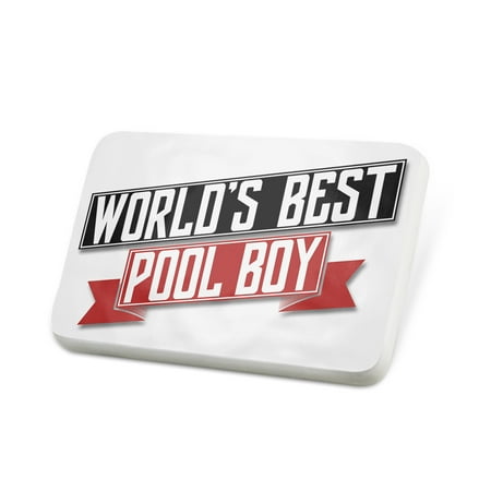 Porcelein Pin Worlds Best Pool Boy Lapel Badge –
