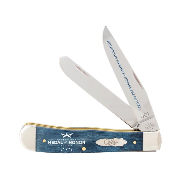 Case XX Trapper Medal of Honor Mediterranean Blue Bone Stainless Pocket Knife