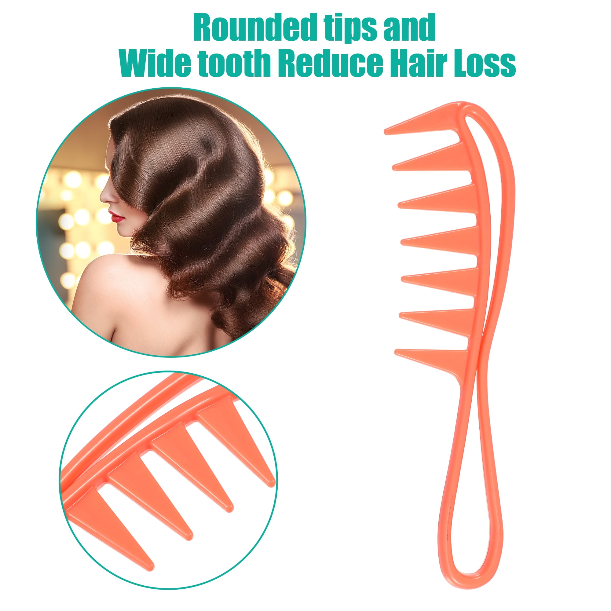 Unique Bargains 3 Pcs Hair Comb Wide Tooth Anti Static Detangling Comb for Wet and Dry Pink