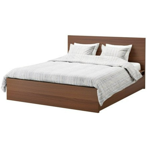 Ikea King Size High bed frame/4 storage boxes, brown stained ash veneer 6204.112926.214