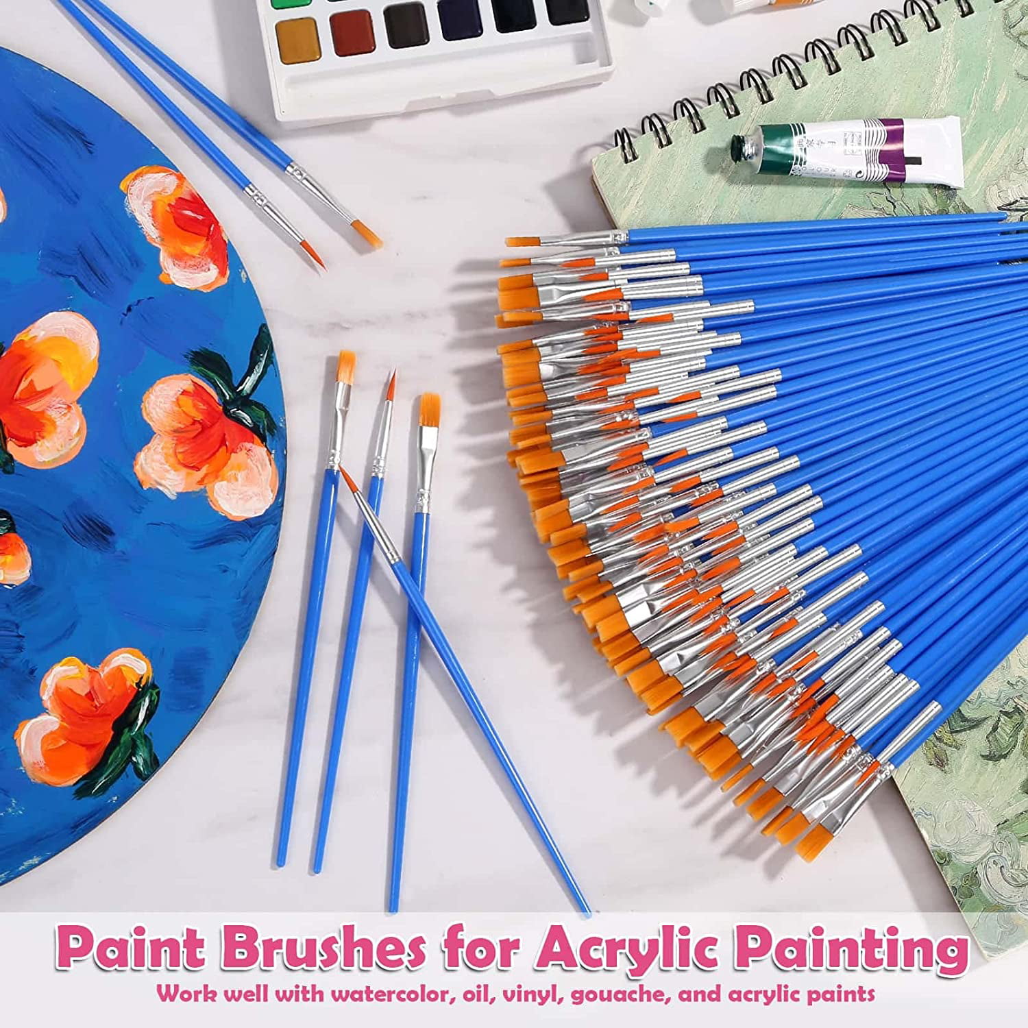  Uonlytech 1 Set Paint Brush Flat Brush for Acrylic Painting  Wall Painting Roller Flat Watercolor Brushes Acrylic Brushes Paint Rollers  Painting Tools Roller Brush Pet Glue Dedicated : Tools & Home