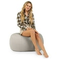 thumbnail image 3 of Jaxx Ellis Ottoman Shearling Faux-Lamb Plush Pouf for Modern Interior Design, Oval, Smoke, 3 of 4