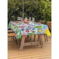 thumbnail image 3 of Outdoor Tablecloth with Umbrella Hole for Patio/Picnic/Party/Camping, Children's Day Waterproof Table Cloth Rectangle Table Cover Washable, Cartoon Cute Flowers Leaf Blue Plaid (60"x 102"), 3 of 8