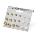 thumbnail image 2 of DaXi 18 Pairs Women Rhinestone Faux Pearl Ear Stud Earrings Set Jewelry Gift-Gold, 2 of 8