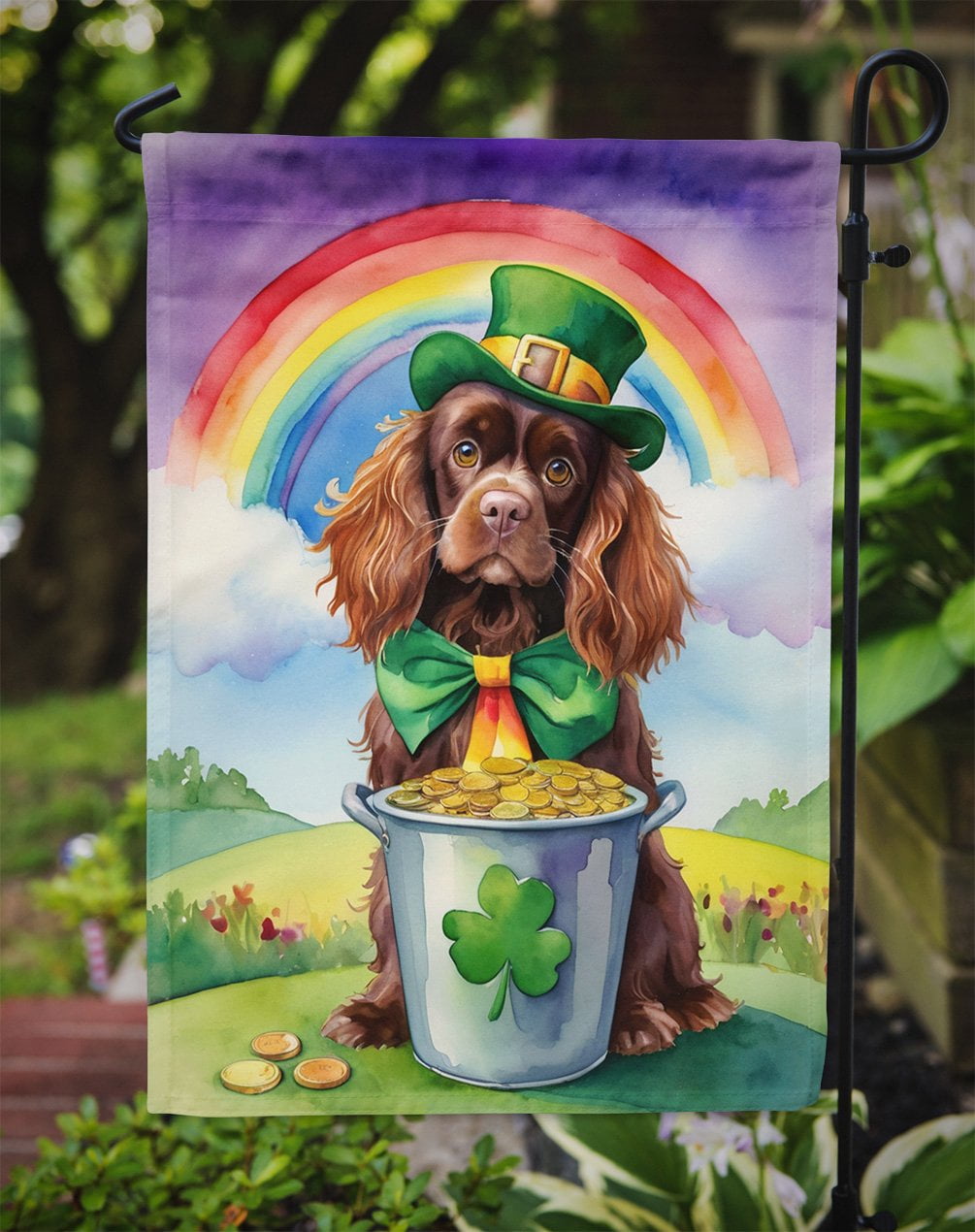 Sussex Spaniel St Patrick's Day Garden Flag 11.25 in x 15.5 in