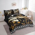 thumbnail image 3 of jejeloiu Retro Plant Flowers 7-Piece Bedding Comforter Set,Bohemian Gold Dragonfly King Bedding Sets For Men Women Reversible, 3 of 8