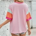 thumbnail image 5 of Sevevn Women's Casual Matching Sleeve Round-Neck Short Sleeved Top Pink M Early Access Deals, 5 of 5