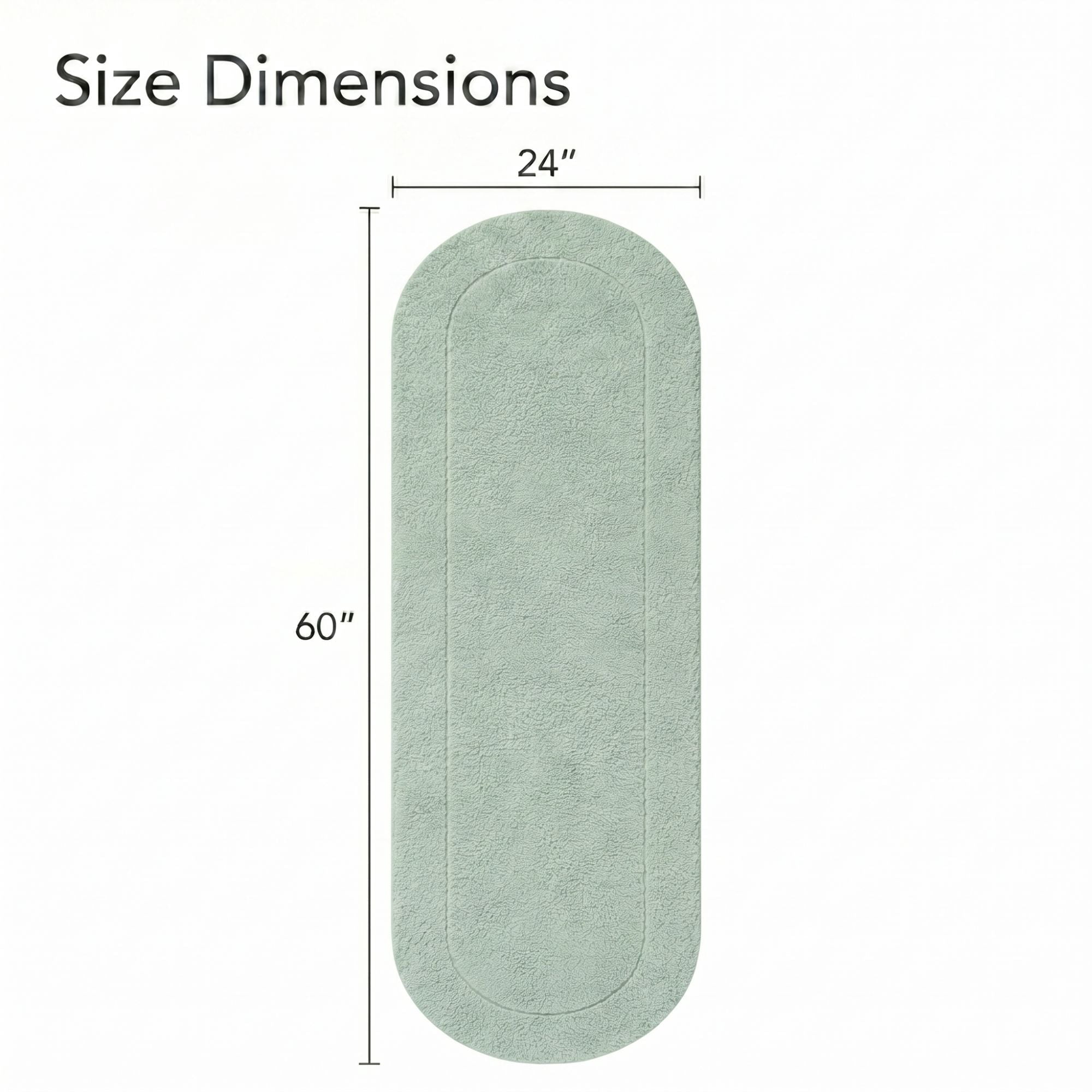 Superior Oval Bordered Cotton Washable Non-Slip Bath Rug, Runner Size, Sage