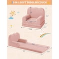 thumbnail image 3 of Sofa, 2-in-1 Comfy Toddler Sofa Fold Out, Convertible Sofa to Lounger Foam Chair with Soft Sherpa, Gift for Girls and Boys (Pink), 3 of 7