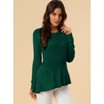 thumbnail image 4 of INSPIRE CHIC Women's Long Sleeve Ribbed Knit Ruffle Hem Peplum Top, 4 of 6