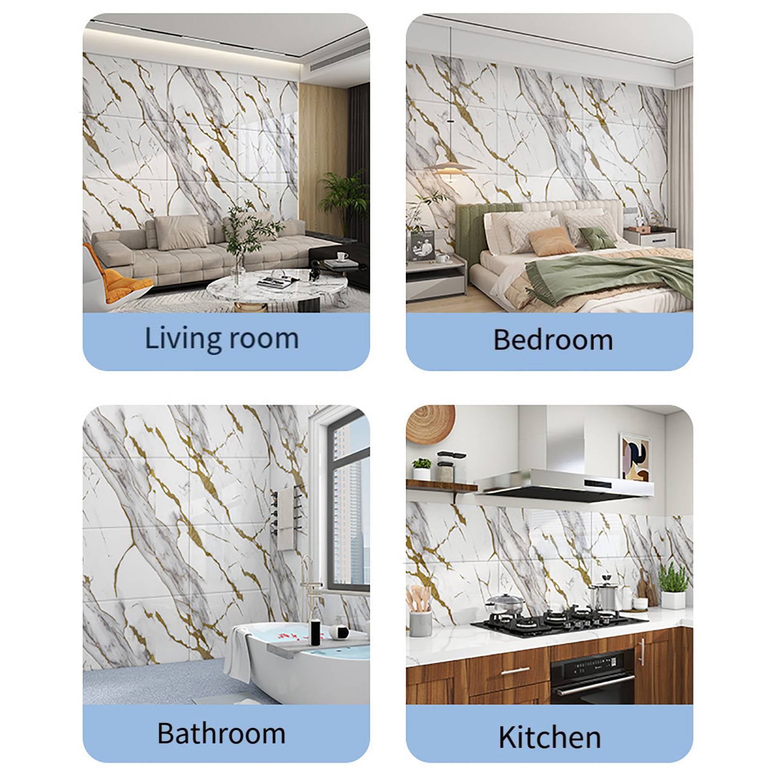 20pcs Peel and Stick Backsplash Tile，12"x12" Self Adhesive Marble Tile for Wall, PVC Waterproof Shower Wall Panels, Back Splash Stick on Tiles for Kitchen Bathroom Living Room