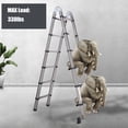 thumbnail image 4 of Extension Ladder 12.5ft A-Frame 6+6 Steps Heavy Duty Stainless Steel Telescoping Ladder New Design, 330lbs Max Load Capacity, EN131 Certificated, with Stabilizer Bar and Non Slip Rubber Feet, 4 of 9