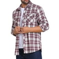 thumbnail image 4 of INSPIRE CHIC Men's Contrasting Colors Checked Slim Fit Long Sleeved Button Down Shirts with Pocket L Burgundy, 4 of 7