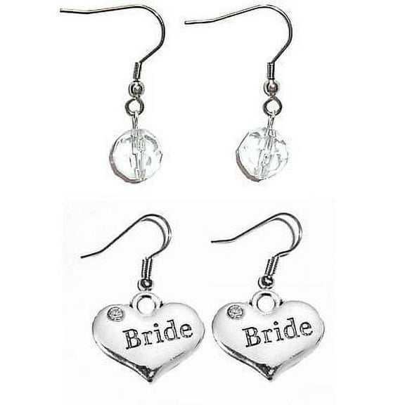 Charm Dangle Bride Earrings 2 sets Surgical Steel French Hook Women