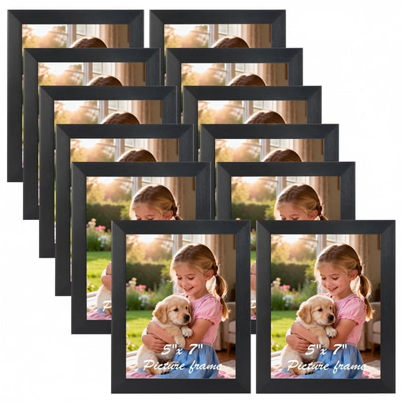 12 Pack 5x7 Picture Frames, Black