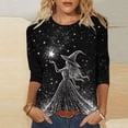 thumbnail image 3 of JTZGDY Plus Size Halloween Tops for Women Lightweight Casual Fall 3/4 Length Sleeve Cute Ghost Pumpkin Pattern Printed Crew Neck Basic Tunic Blouse Loose Fit Trendy Holiday Graphic Tees Shirt, 3 of 6