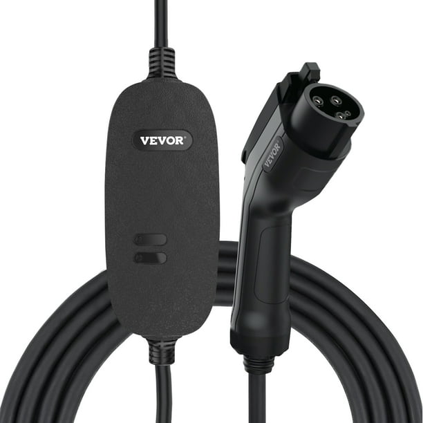 VEVOR Level 1+2 EV Charger, 15 Amp 110-240V, Portable Electric Vehicle  Charger with 25 ft Charging Cable NEMA 6-20 Plug NEMA 5-15 Adapter, Plug-in  Home EV Charging Station for SAE J1772 Electric Cars 