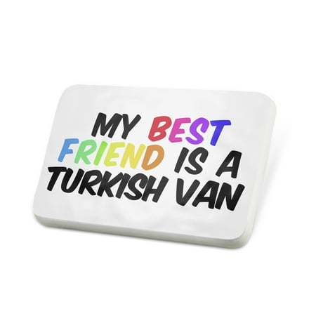 Porcelein Pin My best Friend a Turkish Van Cat from Turkey Lapel Badge –