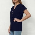 thumbnail image 4 of Gamivast Linen Linen Blouses for Women Dressy Casual Split V-Neck Basic Tees Short Sleeve Summer Shirts Solid Color Simple Work Wear Outfits, 4 of 9