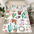 thumbnail image 3 of jejeloiu Western Cowgirl Boots Bed Sheets,Ruatic Flower Cactus King Sheets,Farm Horse Horseshoe Sheet Set For Child,Luxury Bedroom Decor,4 Pieces, 3 of 7