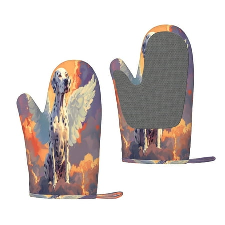 

Junzan Colorful Cloud Spotted Dog for Oven Mitts 2 Piece Set BBQ Gloves Grilling Gloves Heat Resistant Oven Gloves Kitchen Silicone Oven Mitts for Barbecue/Cooking/Baking