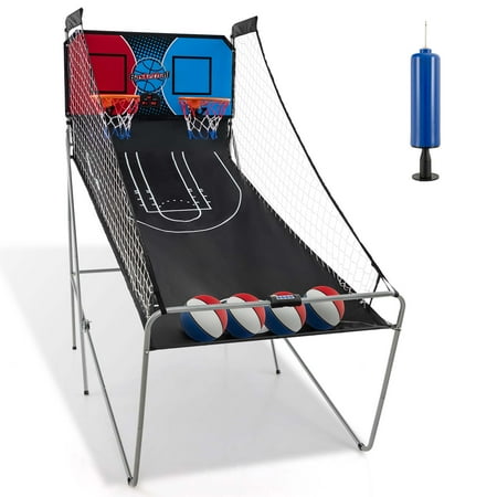Costway - Dual Shot Basketball Arcade Game with 8 Game Modes Arcade Sound Electronic Scoring - Red