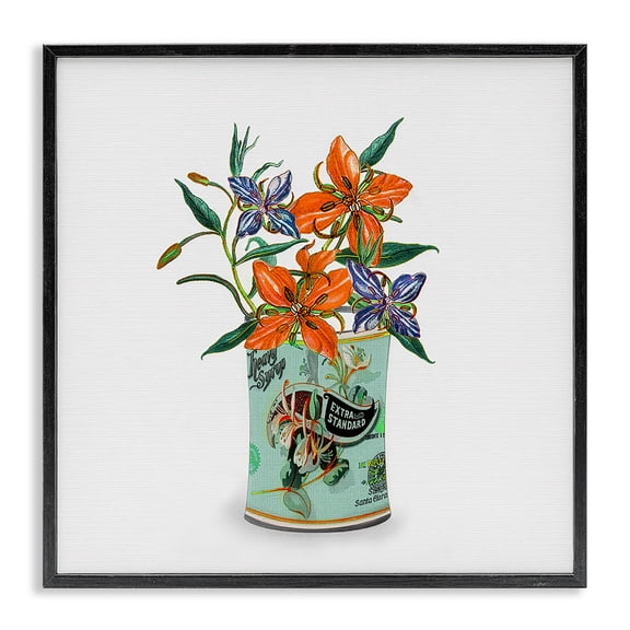 Stupell Industries Farmhouse Lilies in Retro Tin Black Framed Giclee Art, 12 x 12, by Val Rhodes